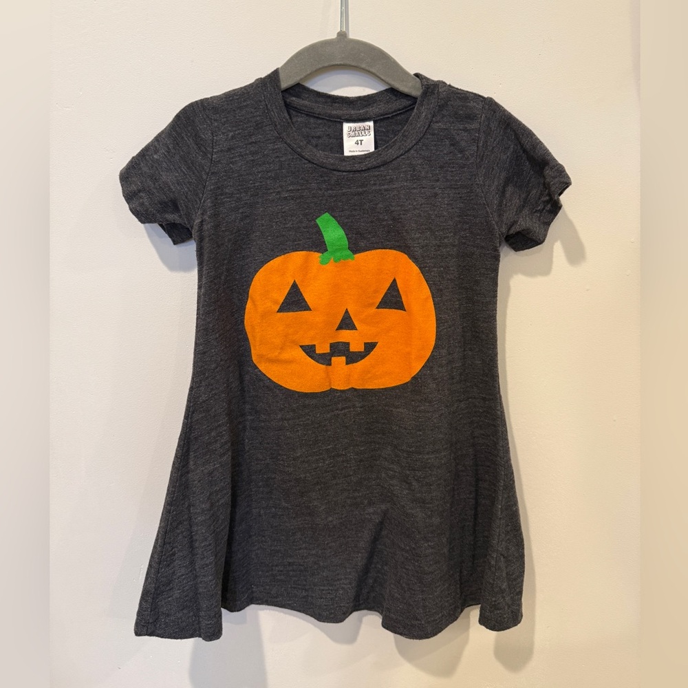 Gray Halloween Pumpkin T-Shirt Dress